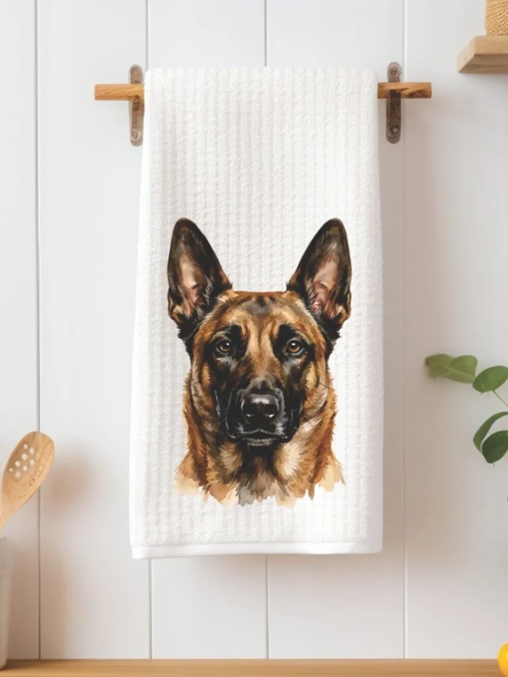 Belgian Malinois Waffle Weave Decorative Kitchen Tea Towel